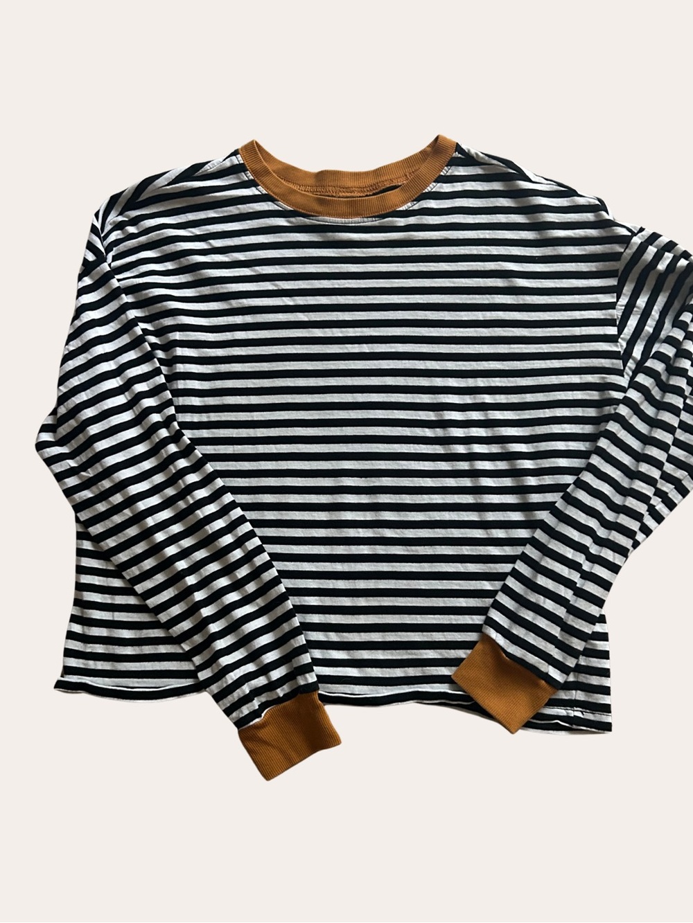 H&M Divided Striped Long Sleeve Crop Top XS Black White